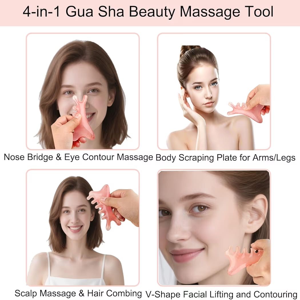 4-in-1 Rose Quartz Gua Sha Tool