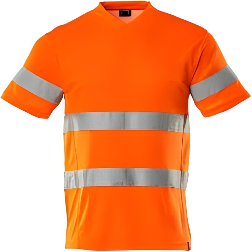 Sweater In Dry-Fit Fabric Round Neck Short Sleeves Orange With Reflective Tape
