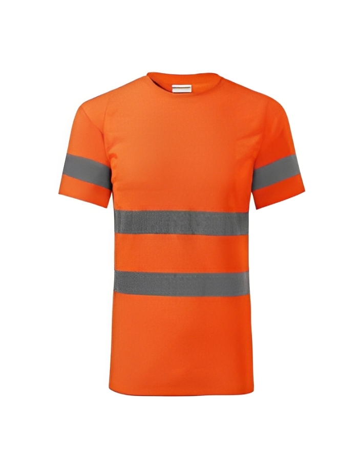 Sweater In Dry-Fit Fabric Round Neck Short Sleeves Orange With Reflective Tape