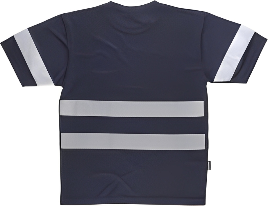 Sweater In Dry-Fit Fabric Round Neck Short Sleeves With Reflective Tape Navy Blue