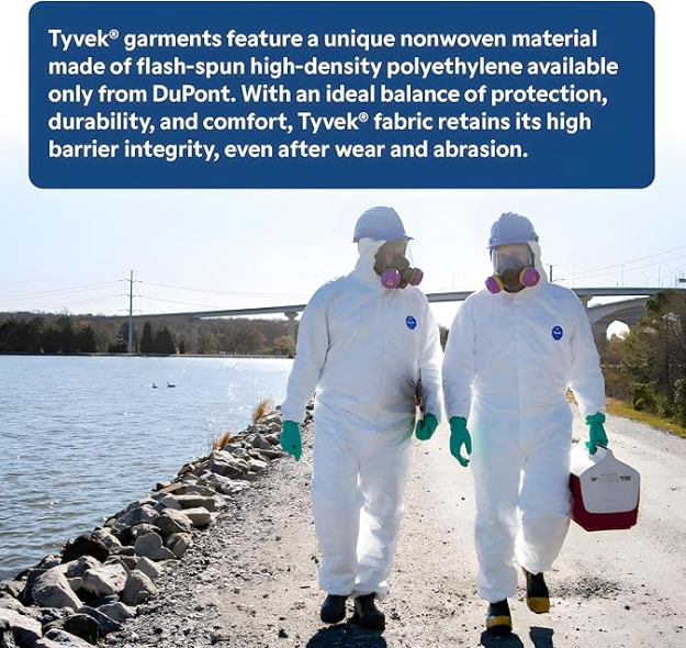 Tyvek White Hooded Disposable Coveralls With Elastic Cuff