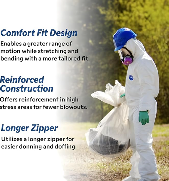 Tyvek White Hooded Disposable Coveralls With Elastic Cuff