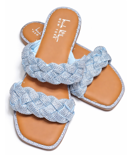Nicole Miller New York | Bejeweled Braided Slide Sandals - Size 9