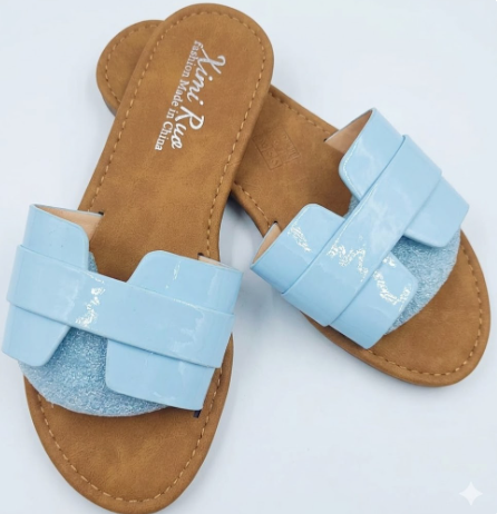 Kimi Rue Light Blue Patent Flat Sandals