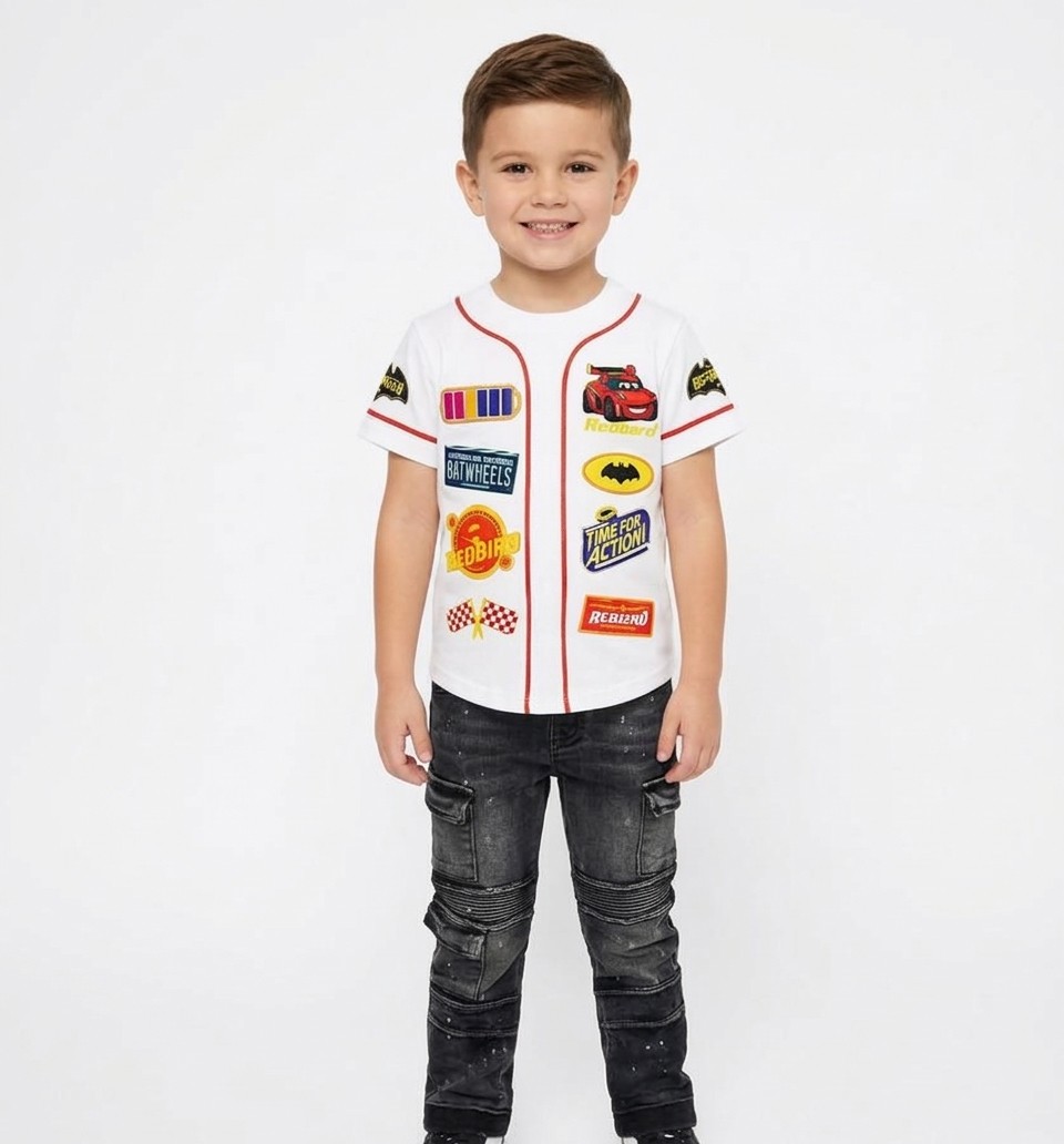 Racing Theme Graphic Tee & Cargo Jeans Set