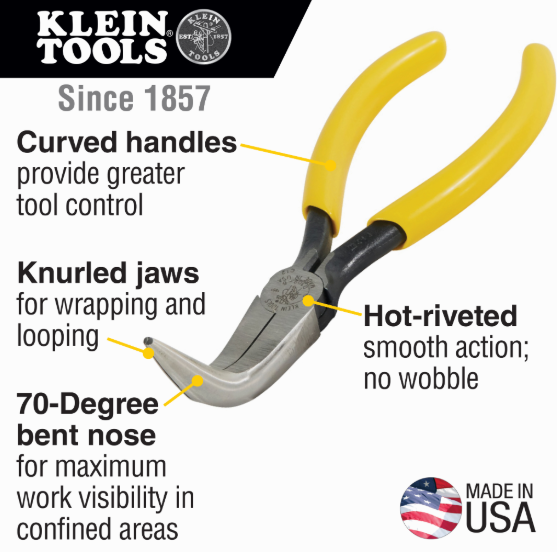 Klein Tools Curved Long-Nose Pliers 6"