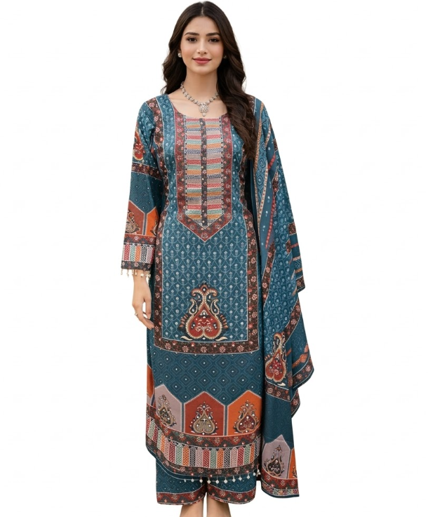 Elegant Indian Designer Salwar Kameez - 3-Piece Printed Suit