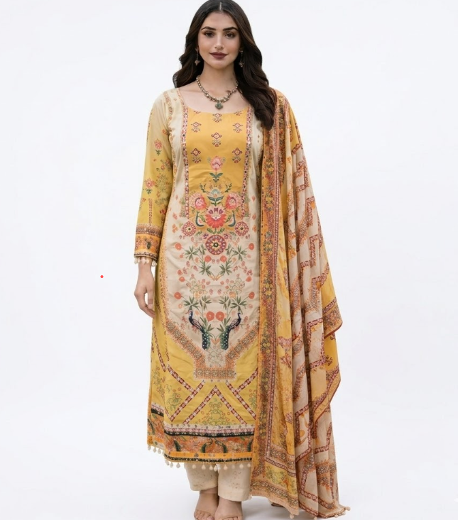 Exquisite 3-Piece Floral Salwar Kameez Set