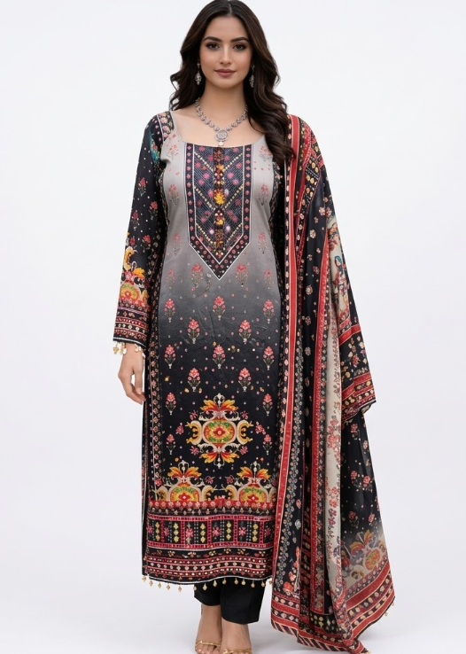 Midnight Floral Ombre Salwar Kameez Set