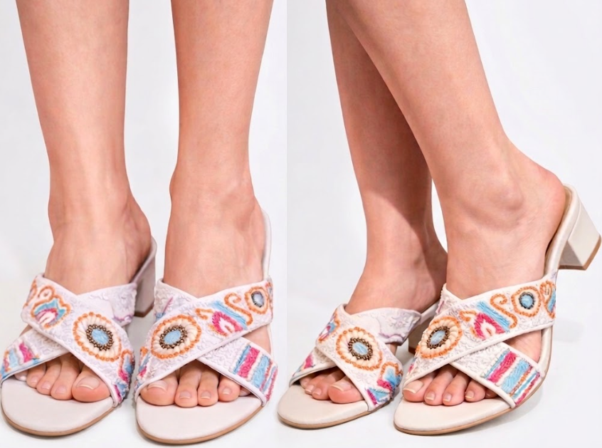 Elegant Embroidered Ethnic Block Heels – Indian Bridal & Festive Cross-Strap Sandals