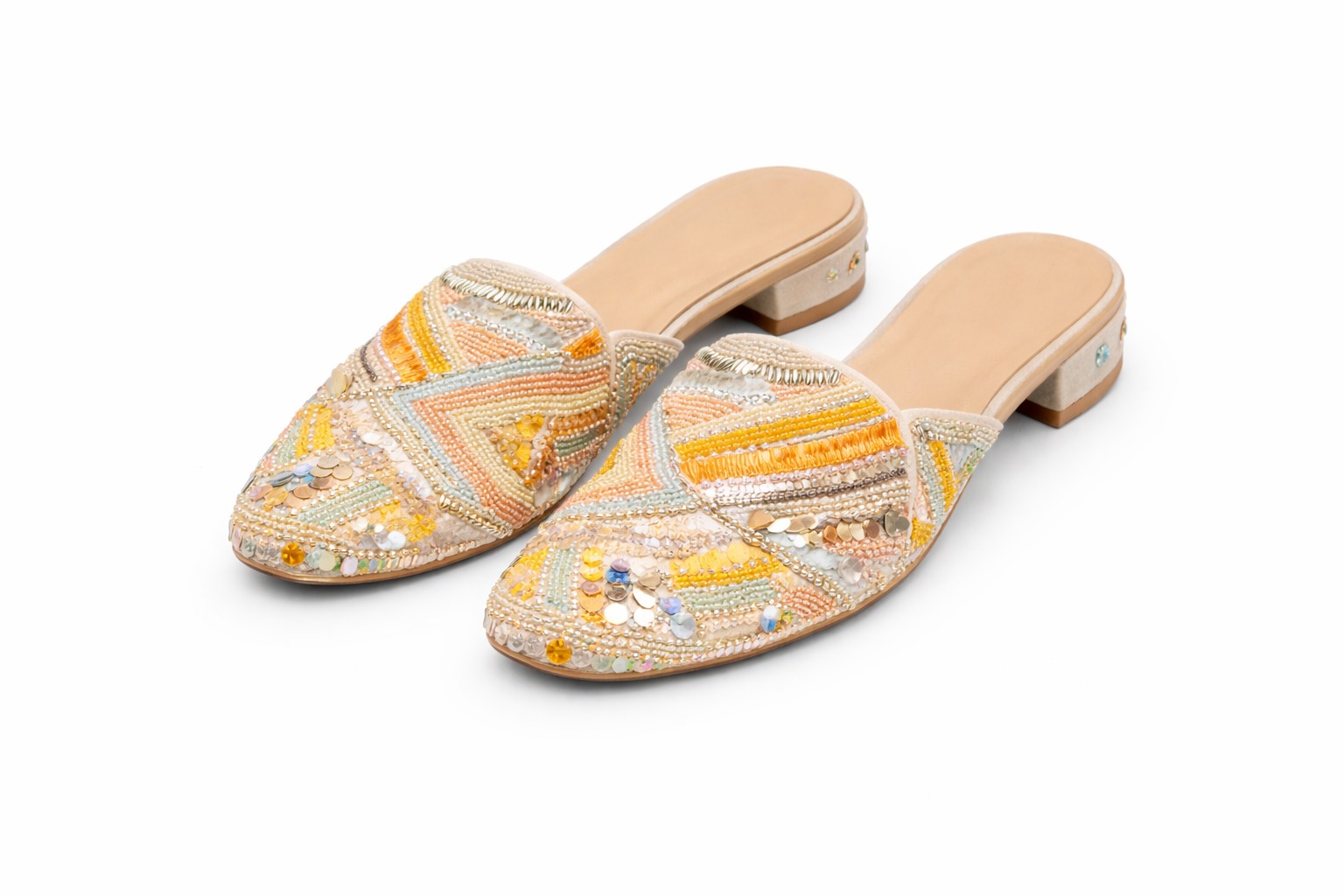 Sunset Sparkle Embellished Ethnic Mules