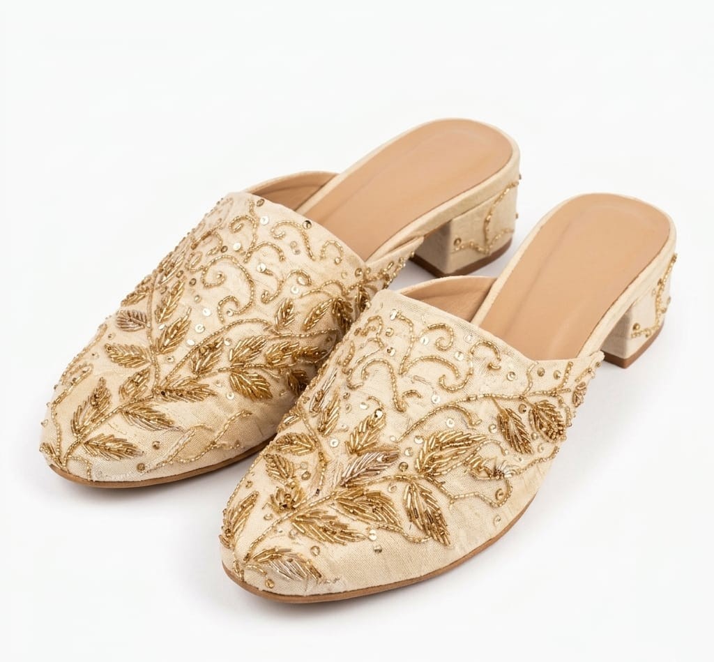 Majestic Flora Indian Heeled Mules