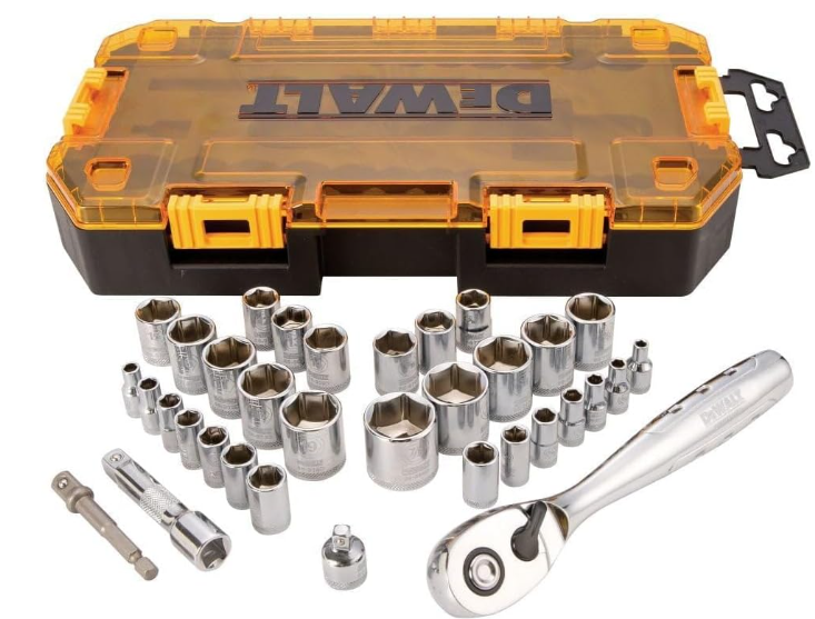 Dewalt Socket Set, 3/8-Inch Drive, Sae/Metric, 34-Piece (Dwmt73804)