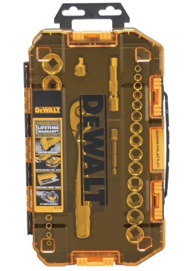 Dewalt Socket Set, 3/8-Inch Drive, Sae/Metric, 34-Piece (Dwmt73804)