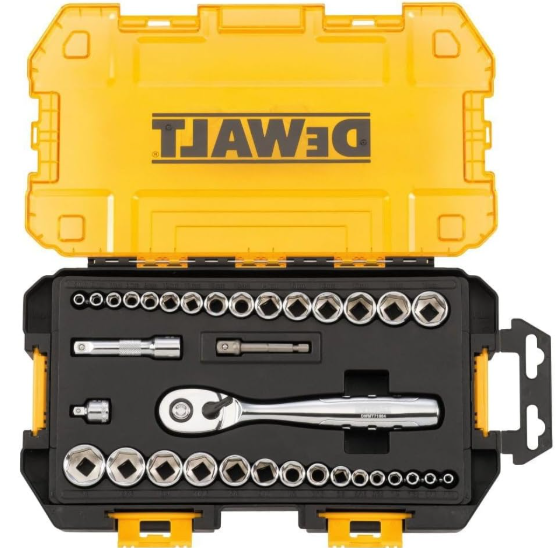 Dewalt Socket Set, 3/8-Inch Drive, Sae/Metric, 34-Piece (Dwmt73804)