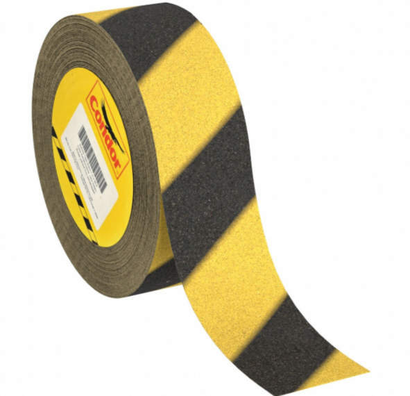Condor Striped Black/ Yellow Anti Slip Tape 2" X 60 Ft. 60 Grit Aluminum Oxide, Acrylic Adhesive
