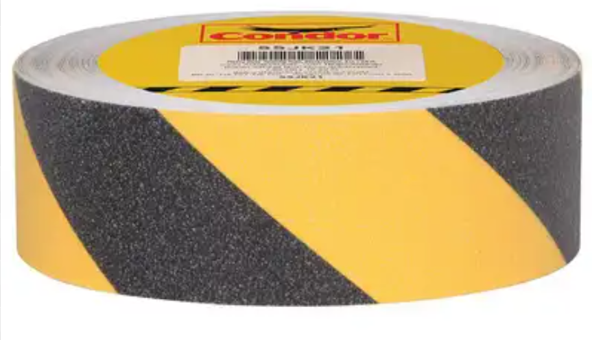 Condor Striped Black/ Yellow Anti Slip Tape 2" X 60 Ft. 60 Grit Aluminum Oxide, Acrylic Adhesive
