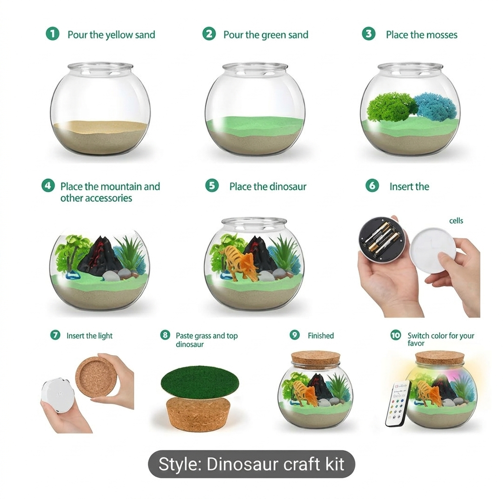 Light-Up Dinosaur Terrarium Kit for Kids