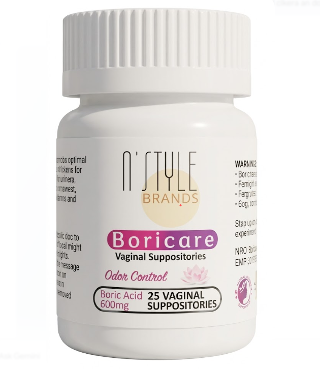 Boricare Vaginal Suppositories - 600mg Boric Acid - Odor Control & pH Balance - 25 Count