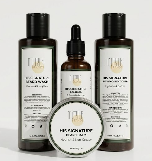 HIS Signature Beard Grooming Kit - 4-Piece Professional Care Set