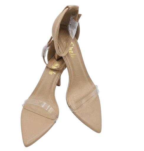 Clear Ankle Strap Pointed Toe Heels Size 8