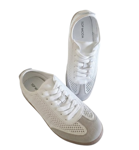 Top Moda Mesh and Suede Pointed Toe Sneaker Size 7
