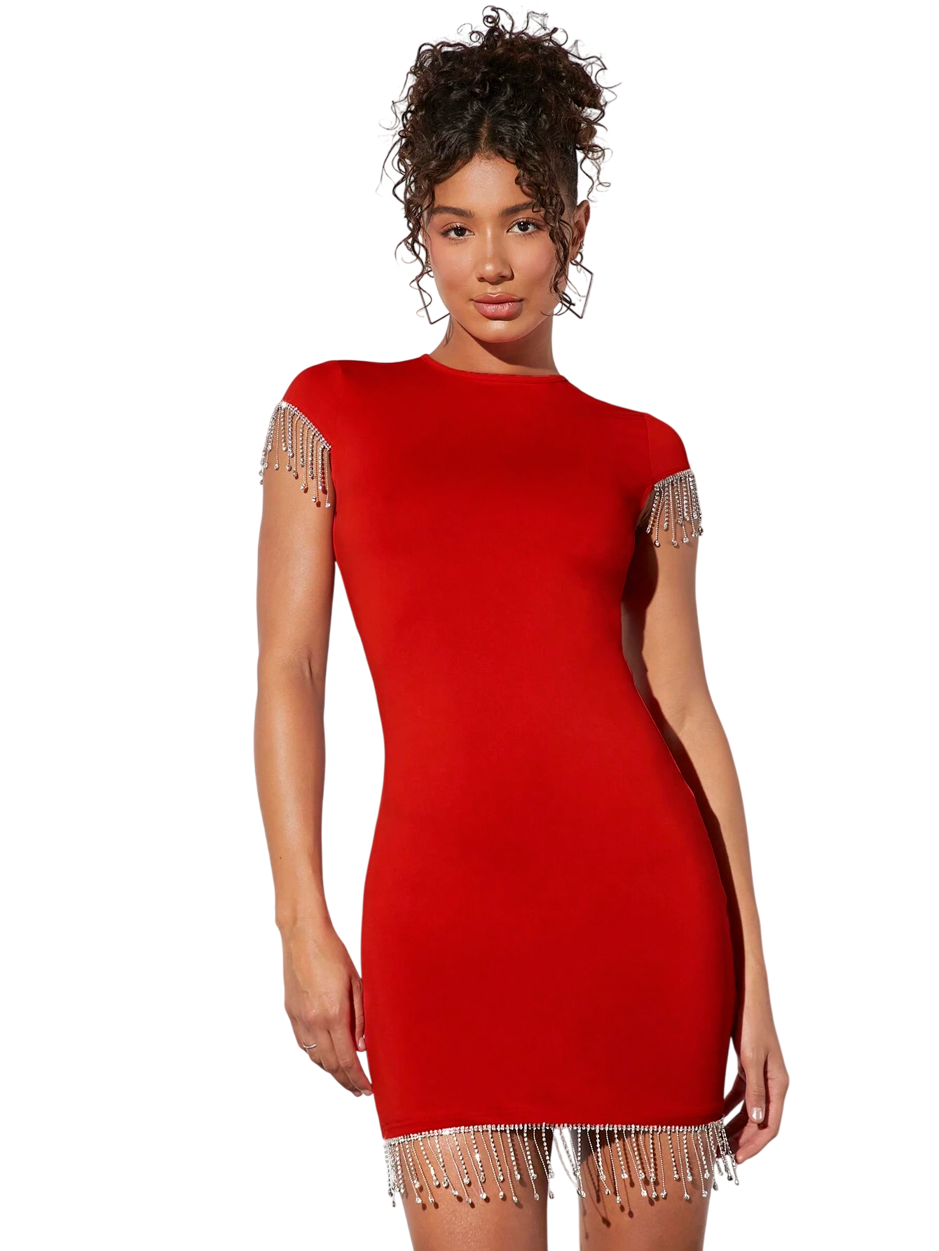 The Backless Rhinestone & Tassel Merged Dress Size Medium