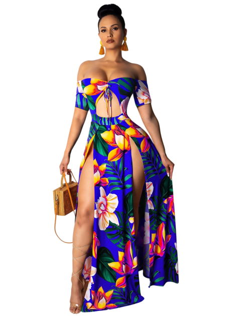 Tropical Floral Cut-Out Maxi Dress Size XXL