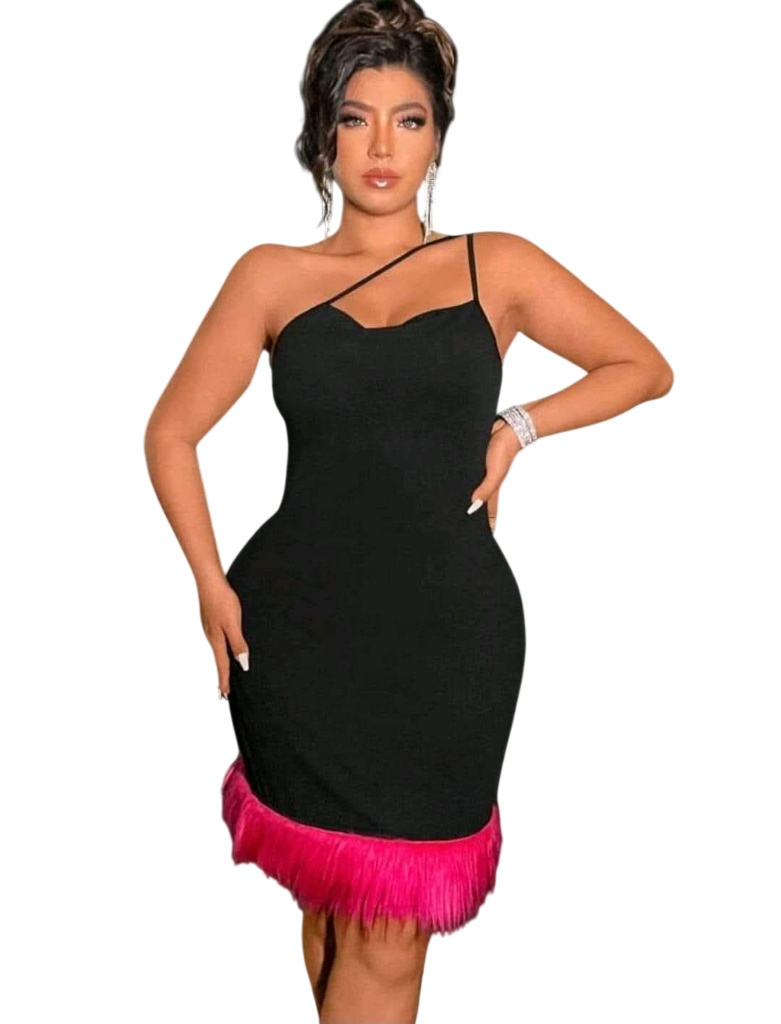 The "Midnight Magenta" Faux Fur Mini Dress Size 0XL