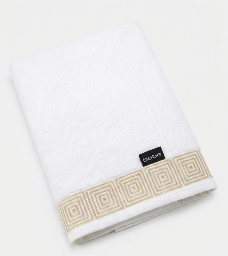 Bebe Luxury Gold Geometric Border Bath Towel
