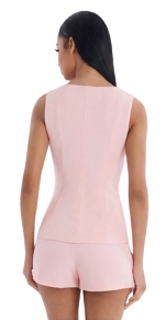 2-Piece Baby Pink Button-Up Vest and Skirt Set Size Large