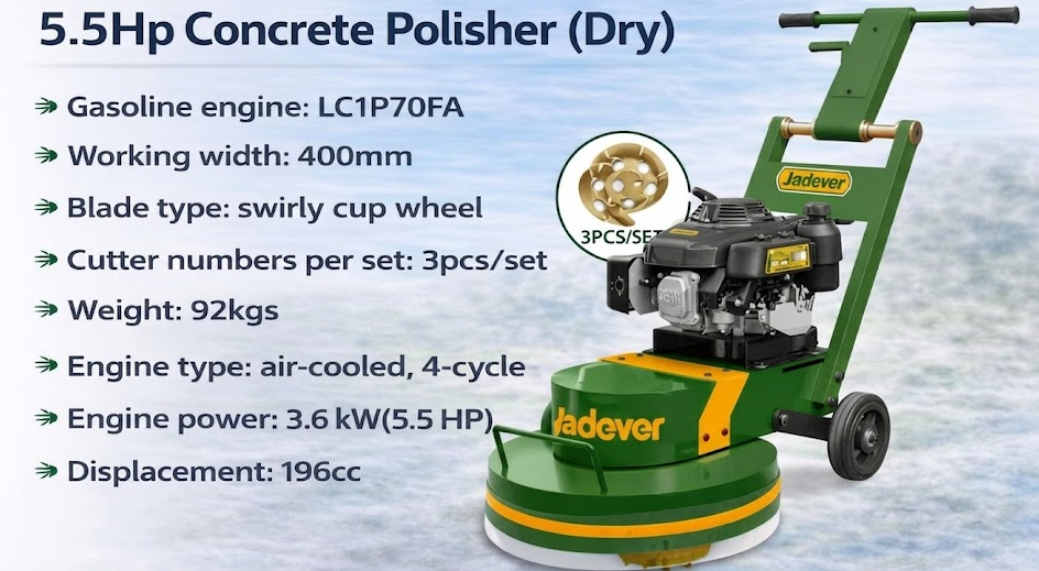 Jadever 5.5HP Concrete Polisher (Dry) - 400mm