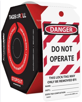 Accuform 100 Lockout Tags By-The-Roll, Danger Do Not Operate, Us Made Osha Compliant Tags, Tear ...