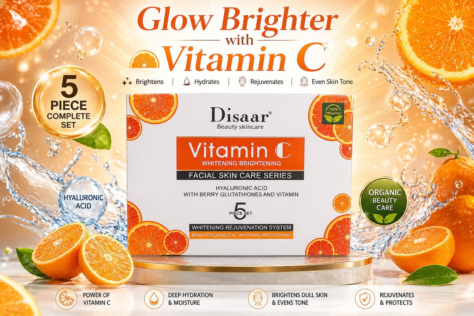 Disaar Vitamin C Whitening Brightening Facial Skin Care Series (5 Piece Set)