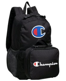 CHAMPION MUNCH YOUTH 16.5" Backpack SCHOOL BAG BLACK Insulated LUNCH BOX