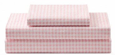Laurel & Mayfair Queen Gingham Print Sheet Set - Pink