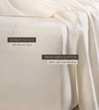 Jeremiah Brent Home Queen Cotton Sateen Sheet Set Solid Cream