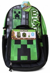 Minecraft Backpack w/ Lunch Box Side Pocket Keychain School Gift Set