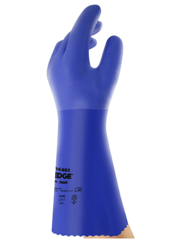 Ansell Edge High Quality Ce Certified Repellent Pvc Coating Glove Model 14-663 Size 10