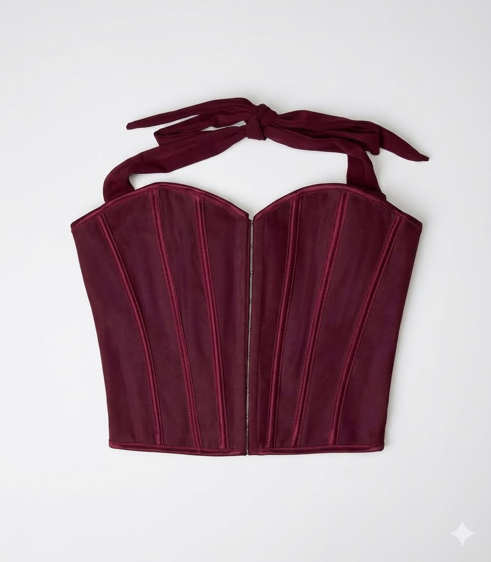 Antoinette Halter Tie Structured Corset Top - L