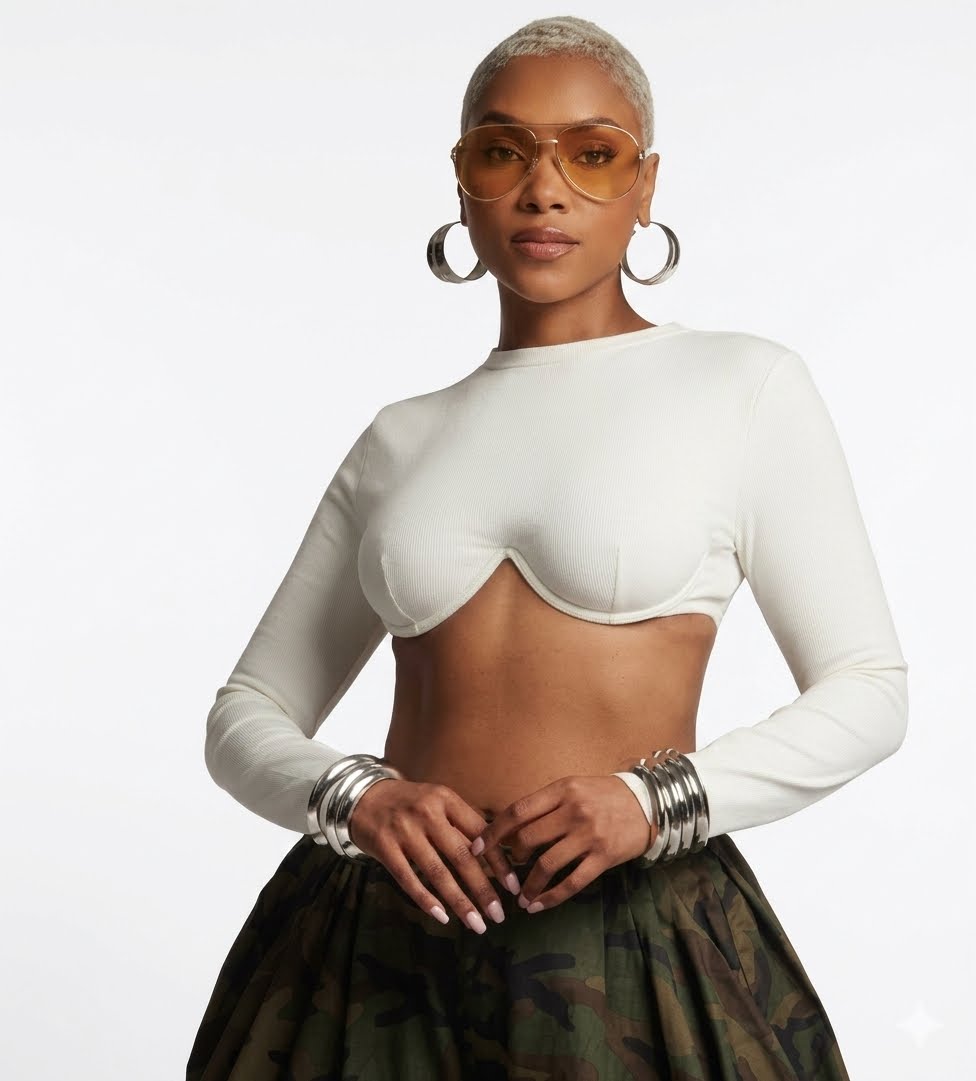 Nova Inverted Hem Ribbed Long-Sleeve Crop