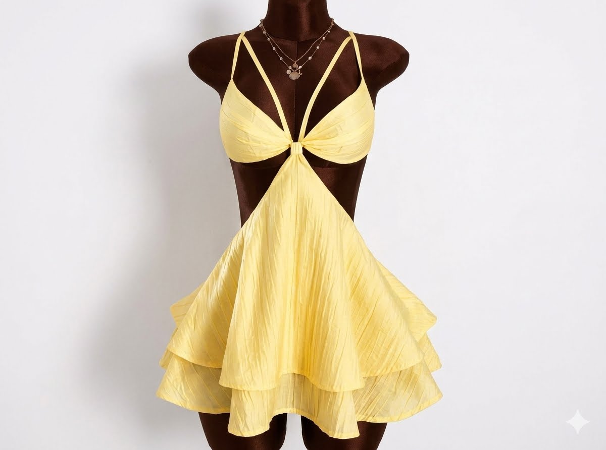 Sunshine Flare Backless Mini Dress -M