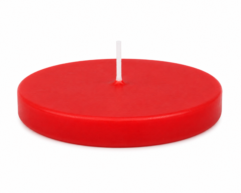 Vibrant Red Floating Disk Candle
