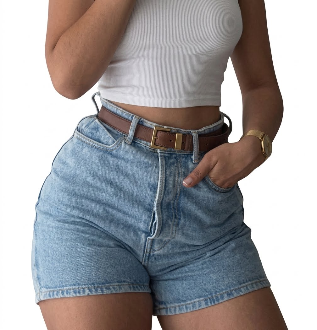 Malibu High-Waisted Denim Mom Short - M