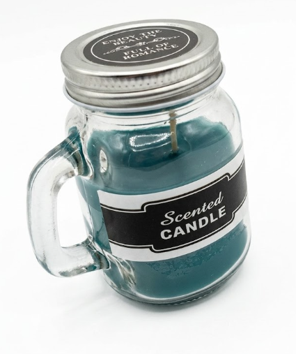 Teal Scented Candle in a Mini Mason Jar Mug