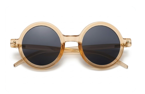 Retro Round Sunglasses with Translucent Champagne Acetate Frames
