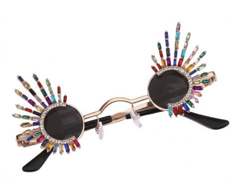 Avant-Garde Rainbow Rhinestone Sunburst Sunglasses