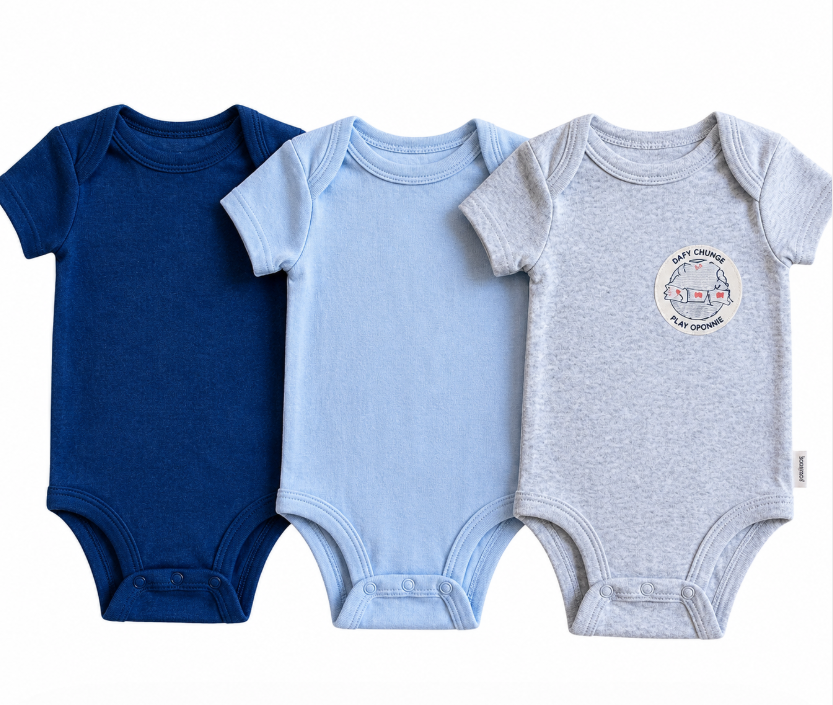 Baby Boys 3-Pack Organic Cotton Onesies – Super Soft Short Sleeve Bodysuits (Newborn & 3M)