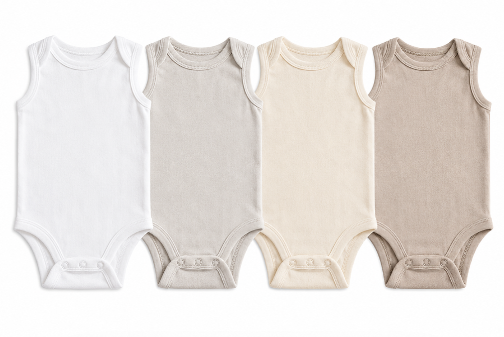 Infant Boy 4-Piece Sleeveless Onesie Set – Earthy Neutrals