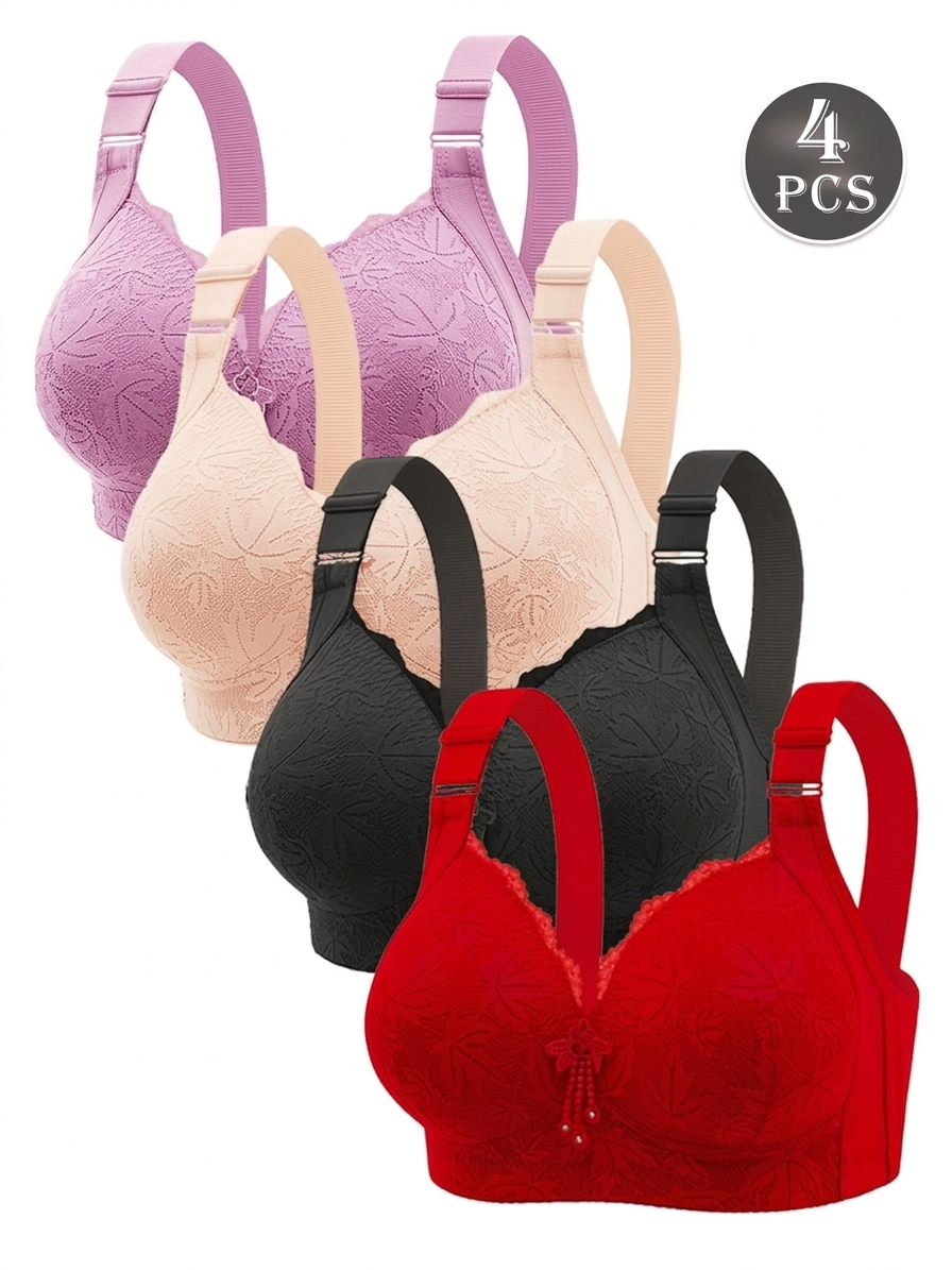 4-Piece Comfort Lace Push-Up Bra Set